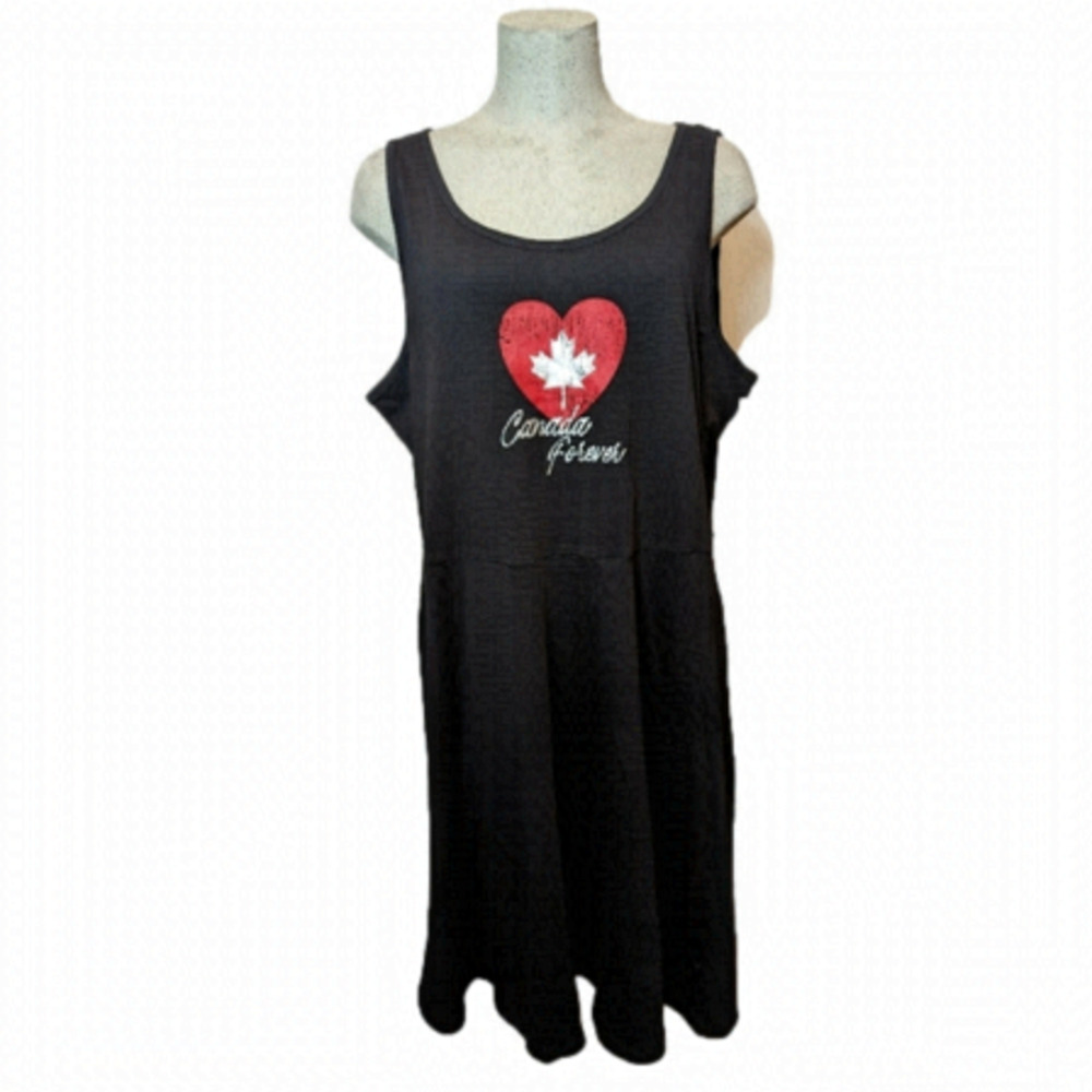 New Canada Forever Dress, 100% cotton Black dress, Canada Day Dress size 1x - Picture 2 of 8